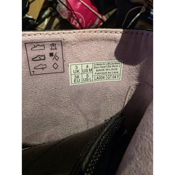 Dr Martens 1460 Y Bex Heart Zip Black Patent Leather Zip Ankle Boots Size US 5 - Picture 9 of 9